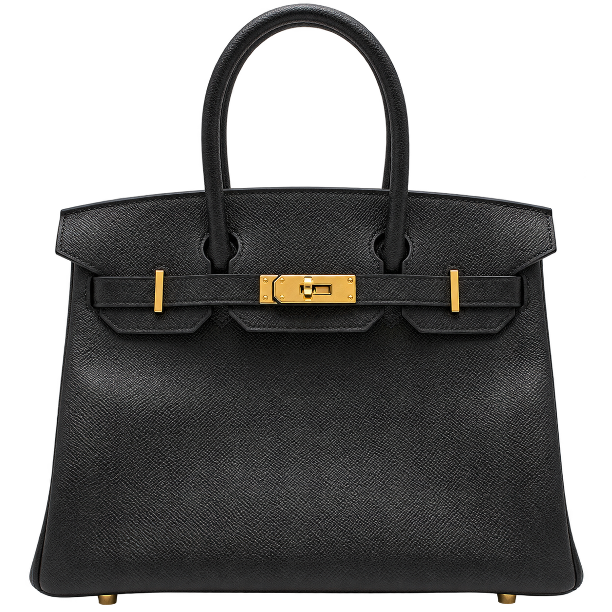 Чёрная сумка Hermès Birkin 30 с золотой фурнитурой